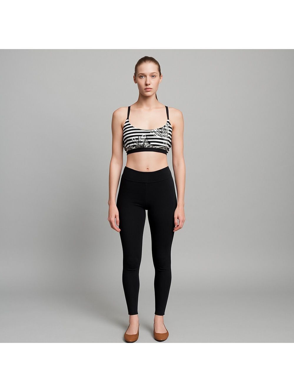 Forever 21 Black White Striped Halter Bikini Top